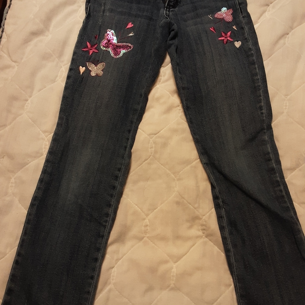 Candy Coast Girls Size 10 butterfly jeans